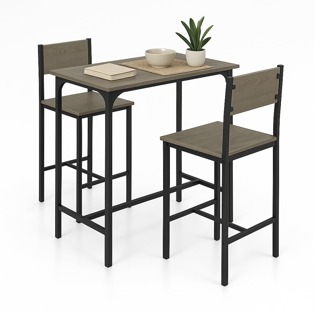 Tangkula 3 Piece Counter Height Bar Table Set Pub Table and Chairs